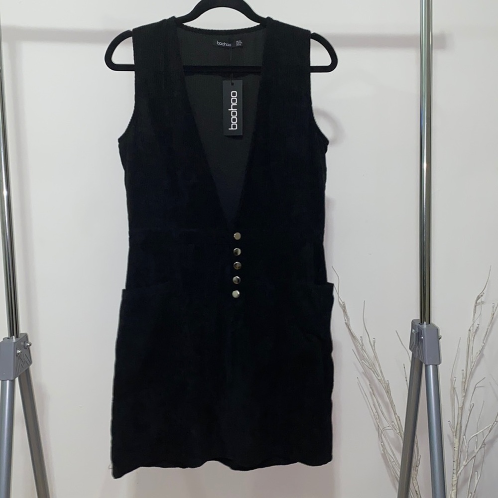 Corduroy Plunge Shift Dress